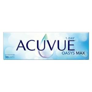 ACUVUE OASYS MAX 1-Day, lenti a contatto giornaliere; Comfort tutto il giorno e visione nitida, filtrano la maggior parte della luce blu-viola;-4.50 diottrie; BC 8.5; DIA 14.30; 30 lenti