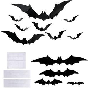 ALAHUGYEF 56 Pz Decorazioni Halloween Pipistrelli Adesivi 3D Interno Casa, Pipistrello di Halloween, Decorazione Pipistrelli Feste di Halloween, 3D Pipistrelli Adesivo di Halloween per Interni ed Esterni
