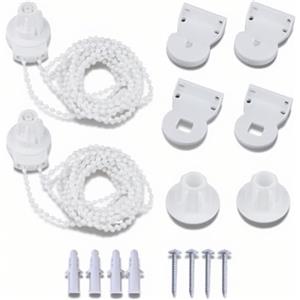 Catime 2 Kit di Ricambi per Tende a Rullo, 25mm Set Staffa per Tende a Rullo Finestra, 2 m Accessori per Riparazione e Montaggio di Tende Oscuranti Laterali, Catena di Perline e Doppia Tenda Avvolgibile