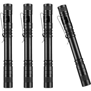 MODOAO Torcia tascabile a penna, confezione da 4 mini torce a LED, super piccole torce con clip da tasca, torcia LED portatile ultra luminosa per escursionismo, campeggio, riparazione, emergenza