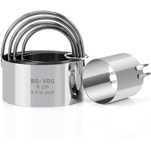 BS-VOG Coppapasta Tondi Set 5 pezzi, Formine per Biscotti, Stampi Biscotti in acciaio inossidabile, Strumento circolare professionale per appassionati di pasticceria e pasticceri casalinghi