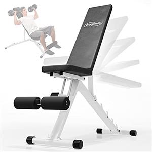 Physionics® Panca da Palestra - Piana o Reclinabile, Schienale Regolabile in 5 Livelli, Sedile Imbottito, con Poggiapiedi, Carico Massimo 200 kg - Panca Pesi, Multifunzione, Fitness, Allenamento
