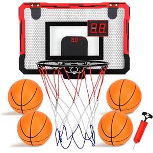 Pangutiandi Canestro Basket da Camera per Bambini,Mini Canestro Basket Da Muro Interno con Elettronico Punteggio Record,Regali per ragazze e ragazzi dai 3 ai 12 anni