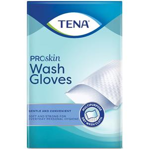 TENA Wash Glove - Guanti Monouso per Igiene, Morbidi e Spessi, 50 Pezzi