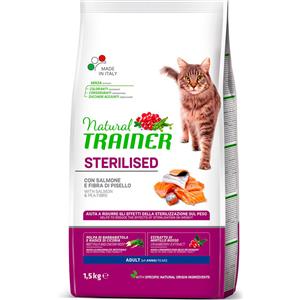 Natural Trainer Alimento Secco per Gatti Adulto Sterilizzato con Salmone - 1,5 kg
