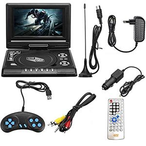 Giuneuow TV Portatile da 7,8 Pollici Lettore Dvd per Auto da Casa HD VCD CD Lettore MP3 HD EVD con TV/FM/USB/Funzione di Gioco-Spina UE