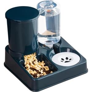 Rrlihjgu Distributore di acqua e cibo per gatti, dispenser di cibo e acqua per gatti | Dispenser di cibo antiscivolo 2 in 1, dispenser portatile per animali e acqua, rimovibile automatico
