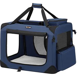 FEANDREA Trasportino per Cane, Gabbia Pieghevole, L (70 x 52 x 52 cm), Blu Scuro PDC70Z