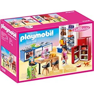 Playmobil Casa delle Bambole 70206 - Cucina Familiare Attrezzata con 2 Personaggi e Elettrodomestici
