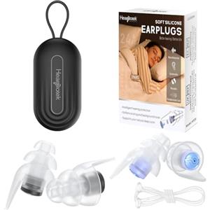Hearprotek Orecchie Dormire, Tappi per le Orecchie in Silicone, Antirumore, 36 dB, 2 Paia, Nero