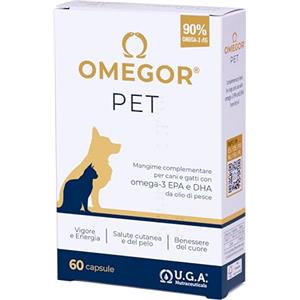 OMEGOR Pet Omega 3 per Cani e Gatti con EPA e DHA da Olio di Pesce Purificato - 60 Capsule di Omega3 IFOS Certificato per la Salute del Pelo e delle Articolazioni del tuo Pet
