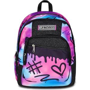 Seven Zaino Scuola Dual Detach, Fucsia Azzurro, Doppio Scomparto da 32 L Con Tasca PC, Tasca Borraccia, Tasca Con Organizer e Scomparto Staccabile, Scuola Media e Superiore, Zaino Ragazza