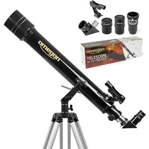 Omegon Telescopio AC 70/700 AZ-2 | Rifrattore acromatico | Leggero e Versatile | telescopio Ideale per Principianti | per osservazioni della Luna e della Natura | treppiede in Alluminio