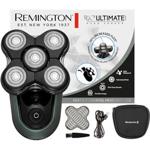 Remington Rasoio Testa Calva Uomo - Funzione Turbo Boost, Ottima velocità e Precisione - Rasoio a Testine Rotanti al litio, 5 testine di rasatura, Raccolta peli, Rifinitore, impermeabile, XR1600