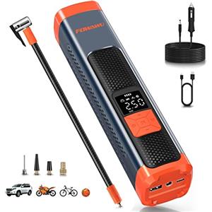 FOWAWU 6000mAh Compressore Aria Portatile per Auto Moto Biciclette Palloni 150PSI, con Schermo LCD Cavo DC 12V
