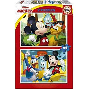 Educa - Mickey Mouse Fun House | Set di 2 puzzles per bambini con 48 pezzi. Misura montata: 28 x 20 cm. Composto da grandi pezzi perfettamente finiti. Raccomandato da 4 5 6 anni (19312)