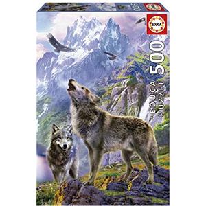 Educa - Puzzle da 500 pezzi per adulti e bambini | Wolves in the Rocks | Misura: 34 x 48 cm. Include colla fix puzzle. Da 11 anni (19548)