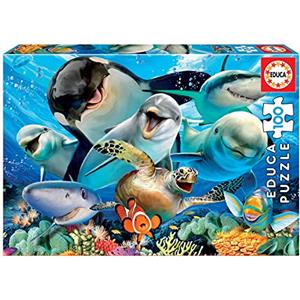 Educa - Puzzle di cartone per bambini da 100 pezzi con immagini di selfie sotto l'acqua | Dai 6 7 8 anni in su (18062)