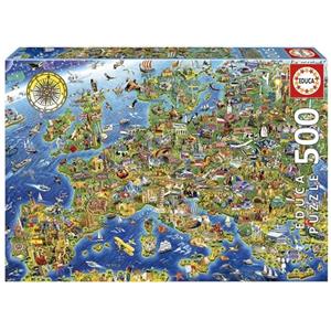 Educa - Puzzle da 500 pezzi per adulti e bambini | Simboli dell'Europa. Pezzi perfettamente finiti e sicuri per i bambini. Misura montata: 48 x 34 cm. Include colla fix Puzzle. Da 11 anni (17962)