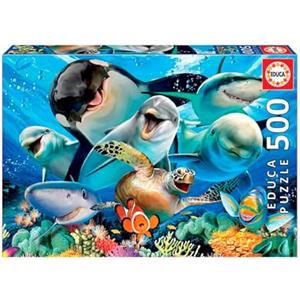 Educa - Puzzle da 500 pezzi per adulti e bambini | Selfie sotto l'Acqua. Pezzi perfettamente finiti e sicuri per i bambini. Misura 48 x 34 cm. Include colla fix Puzzle. Da 11 anni (17647)