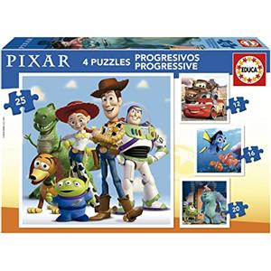Educa - Puzzle progressivi di cartone per bambini | Disney Pixar. Dimensioni: 40 x 28 cm. 4 puzzle da 12 a 25 pezzi. Da 3 anni (19681)