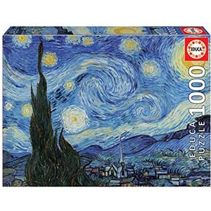 Educa - Puzzle da 1000 pezzi per adulti | La notte stellata, Vincent van Gogh. Dimensioni: 68 x 48 cm. Include la colla fix puzzle Consigliato a partire dai 14 anni (19263)