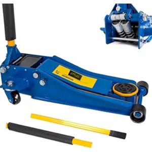 Generico Cric Auto Sollevatore idraulico Crick Professionale 4t Ribassato Doppio Pistone, Ruote Bidirezionali a Cuscinetto