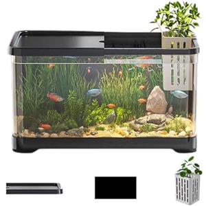 Generico Kit Per Acquario Pesci Rossii, Acquario Acqua Salata, Creativo Acquario Con Cestino, Acquario Acqua Salata Completo, Acquario Pesci Completo Per Guppy, Pesci, Creativo Ed Elegante