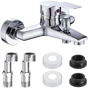 JIjzedL Kit Completo Rubinetto Vasca da Bagno e Miscelatore Doccia Monocomando in Ottone Rame con Accessori, Interasse 145mm, Design Moderno, Facile Installazione