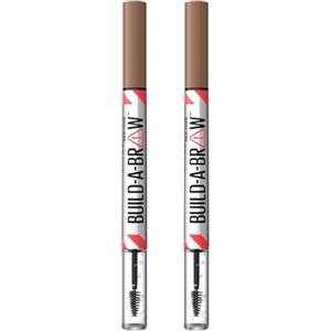 Maybelline New York Penna e Gel Sopracciglia 2-in-1, Per Sopracciglia Piene e Naturali, Tenuta Fino a 24H, Waterproof, Formula Vegana, Build A Brow, Tonalità: Soft Brown, Confezione da 2