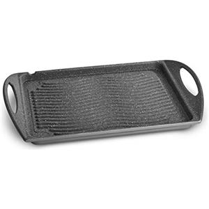 Lagostina Speciali Piastra Antiaderente Gas e Forno, in Alluminio Pressofuso, 34 x 26 cm, Bistecchiera e Griglia Panini, Manicature Ergonomiche