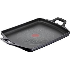 Lagostina Aroma Piastra Grill Antiaderente in Alluminio Pressofuso 26x32 cm, Induzione, Gas e Forno con Indicatore Cottura Thermo-Signal e Rivestimento Titanium Per Mantenere il Calore