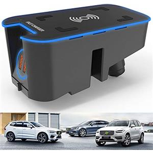 Braveking1 Nuova Caricatore Wireless Auto per Volvo XC90 XC60 V90 V60 S90 S60 2016-2021 Pannello Console Centrale, 15W Rapida Ricarica Telefono Pad con Doppia 18W QC3.0 USB Porta per iPhone Samsung