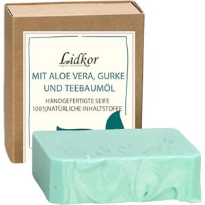 LIDKOR Sapone Mani e Corpo Idratante con Aloe Vera Gel & Cetrioli 100g - Detergente Viso - Anti Acne - Cura Nutriente con Olio di Cocco & Olio di Ricino - Docciaschiuma Solido - Bagnoschiuma Solido
