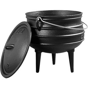 Lamppdcor Witches Cauldron 0.8L Witches Cauldron con coperchio e maneggiare la pentola da campeggio con 3 gambe lunghe Cash in ghisa calderone sobbollire per il carbone camino cottura di decorazioni di Hallowe