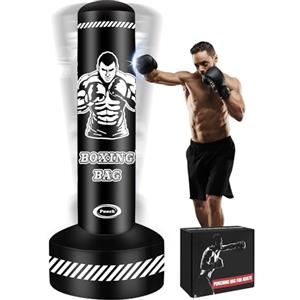 JUOIFIP Sacco da boxe da terra per adulti, sacco pesante da 180 cm per adulti, sacco da boxe per adolescenti con supporto, sacco da kickboxing per MMA Muay Thai, allenamento di taekwondo.