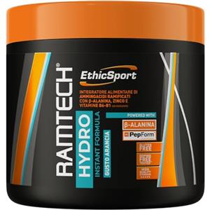 EthicSport - Ramtech Hydro - Barattolo da 250 gr - Gusto: arancia - Integratore alimentare di amminoacidi ramificati solubili per la dieta dello sportivo,. Aiuta a nutrire il muscolo
