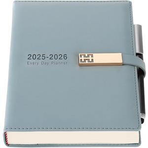 Goldaypln Agenda accademica 2025-2026, formato A5, pagina per giorno, da luglio 2025 a giugno 2026, agenda mensile giornaliera con linguette mensili colorate, penna, passante per penna e tasca interna
