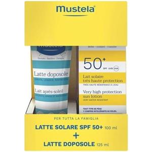 Mustela Bipack Latte Solare SPF50 100ml e Latte Doposole 125ml - Protezione e Idratazione per Tutta la Famiglia