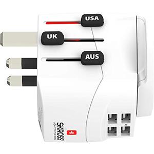 SKROSS | 1.302471 | PRO Light USB(4xA) - World | Adattatore Universale da Viaggio a 2 e 3 Poli con Porte USB 4 x con 4.8 A. Tensione e Potenza: 100V-700W/250V-1750W. Protezione Anti Scossa