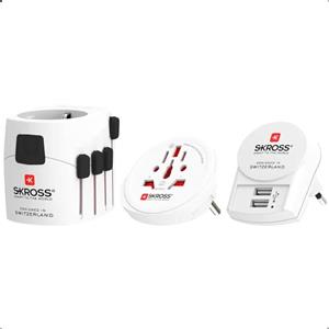 SKROSS | 1.302521 | PRO+ USB (2xA) | Adattatore Universale da Viaggio + USB (2xA) da 2,4A - Tensione e Potenza : 100V - 250V / 1750 W- Protezione Anti Scossa