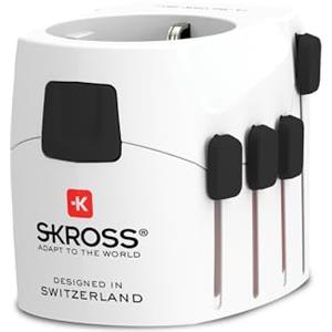 SKROSS | 1.103145 | PRO Light | Adattatore Universale da Viaggio a 2 e 3 Poli per Schuko. Tensione e Potenza nominale: 100V - 630W / 250V - 1575W - Adatto a PC e Asciugacapelli. Protezione Anti Scossa