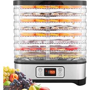 COOCHEER Essiccatore con regolatore di temperatura, essiccatore per alimenti, carne, frutta e verdura, disidratatore, senza BPA, 8 piani/400 W