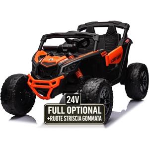 TOYSCAR Auto Macchina Elettrica per Bambini 24V UTV CAN AM MAVERICK Full Optional Telecomando 2 Motori da 200W Porte Apribili Carico 25 Kg TOYSCAR (arancione)