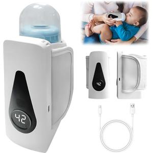 AVCXEC Scaldabiberon Portatile, Scaldabiberon Portatile Senza Fili, Scaldabiberon Baby USB con Display LCD, Scaldabiberon Regolabile a 6 Velocità, scalda biberon portatile per Viaggi, Aereo