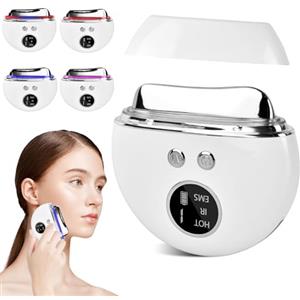 Mapille Dispositivo Gua Sha Viso 4 Modi, Massaggiatore Viso Lifting Antirughe Elettrico, Strumento Guasha Viso EMS con Vibrazione e Calore, Face Gua Sha Device per Rassodare Il Viso Contro Le Rughe