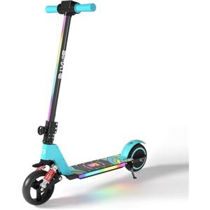 E-Noroyavn Monopattino Elettrico,6.5'' Monopattino Elettrico Bambini dai 6 ai 14 anni,Luci Arcobaleno Colorate, Display LED, Monopattino Elettrico Pieghevole,Autonomia da 5 a 8KM,Monopattino Elettrici (Azzurro)