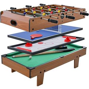 RELAX4LIFE Tavolo Arcade 4-in-1, Set di Giochi Multipli con Calcio Balilla, Air Hockey, Biliardo e Tennis Tavolo, Tavolo da Gioco di Dimensioni Competizione per Casa, Sala Giochi, Serate in Famiglia