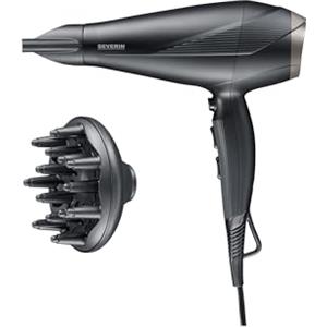 SEVERIN Asciugacapelli Resistente, Motore Ac, Tre Impostazioni di Temperatura, Tecnologia Ionica, Styling e Controllo Individuale, 2.300 Watt, Nero, HT 0167
