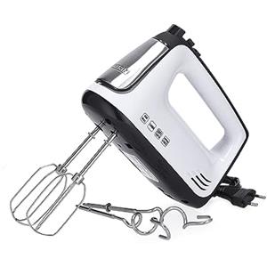 SEVERIN HM 3830 Sbattitore elettrico potente con accessori in acciaio inox 400 W, Sbattitore con cavo a spirale e 5 velocità, Sbattitore cucina con funzione turbo, Argento/bianco